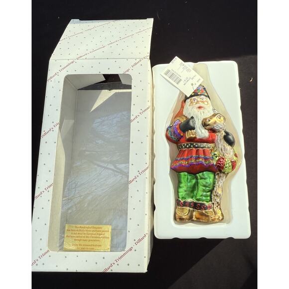 Large 7" Hand Blown Glass Santa Ornament Trimsetter By Dillards Made in Poland - Picture 1 of 11